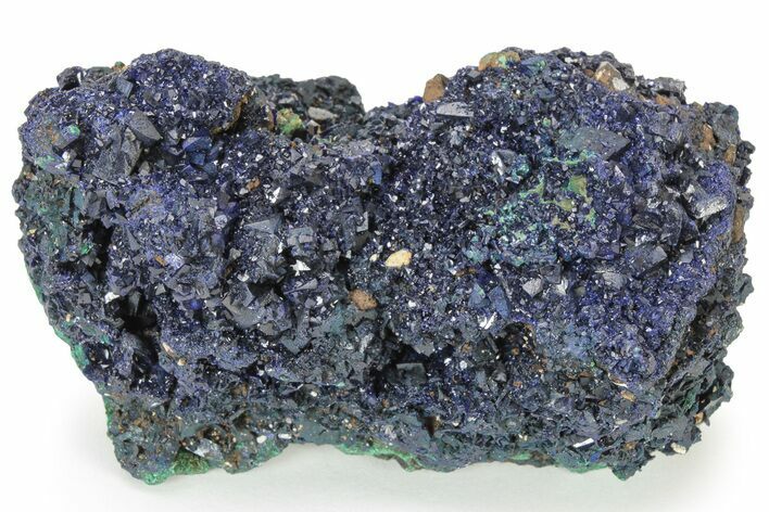 Sparkling Azurite Crystals on Fibrous Malachite - China #236677